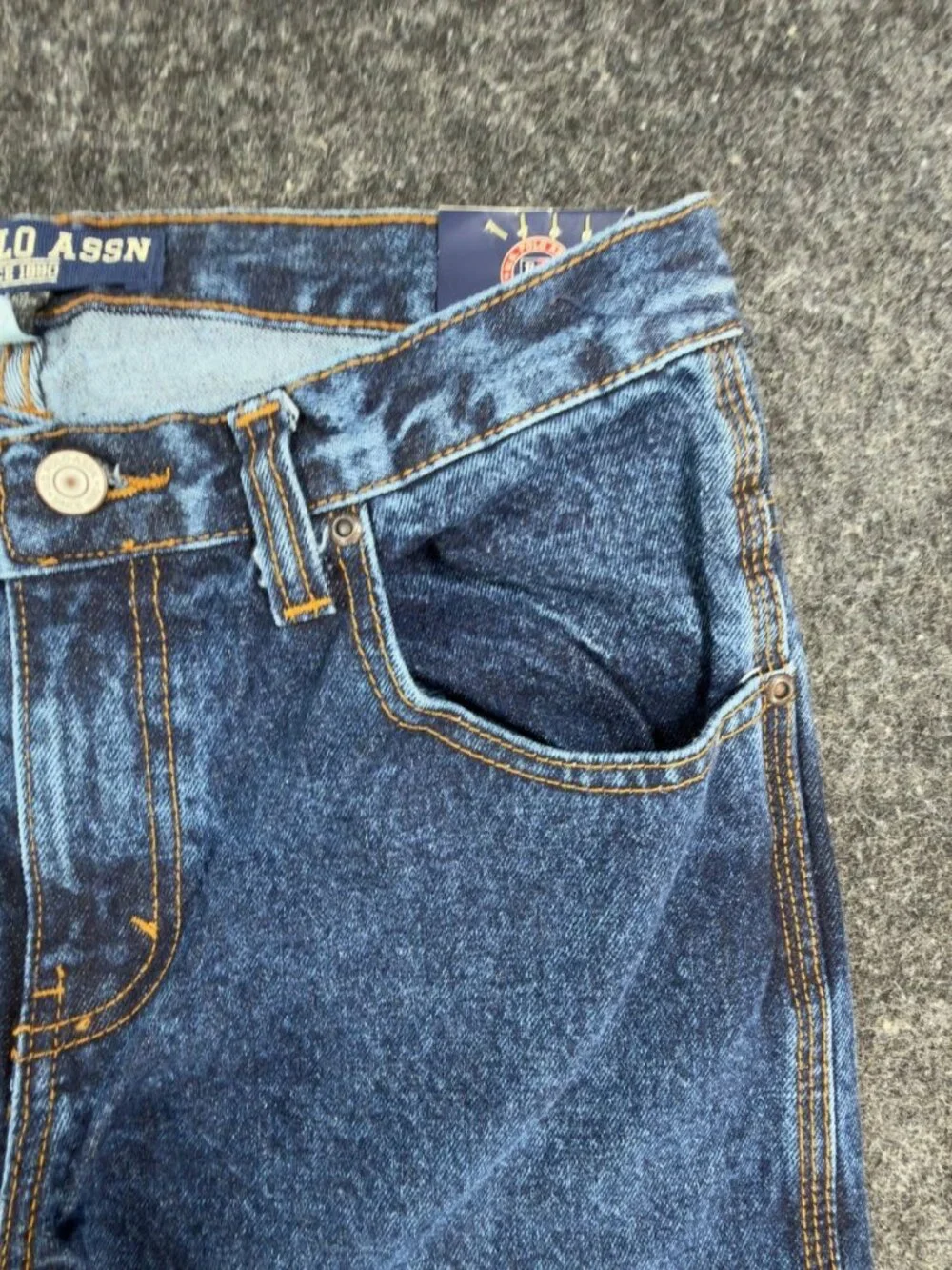U.S. Polo Assn Carpenter Jeans Boys 14 Blue Cotton Easy Fit Utility NWT